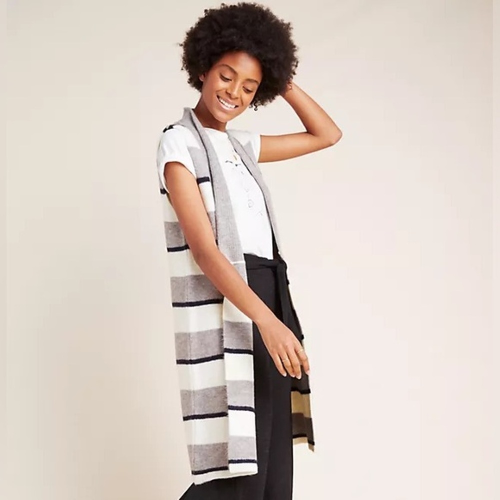 Anthropologie Pencey Longline Striped Cardigan Vest NWT Small